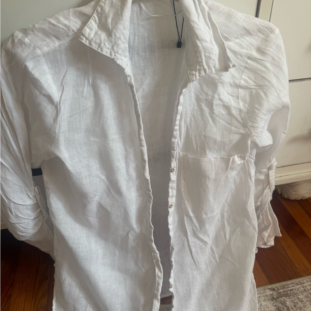 Zara Linen White Button Down